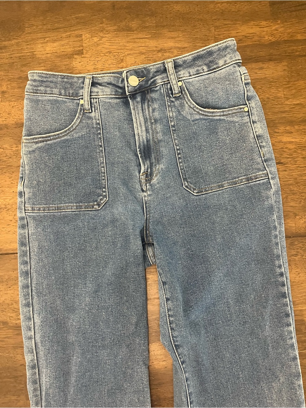 Risen High Rise Front Patch Pocket Flare Jeans Sz 11 30 Womens Risen Denim Pants - Picture 4 of 9